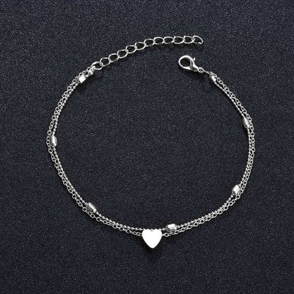 Double layered love beach anklet