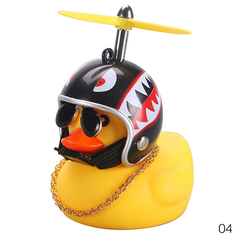 Car Duck with Helmet Broken Wind Small Yellow Duck Road Bike Motor