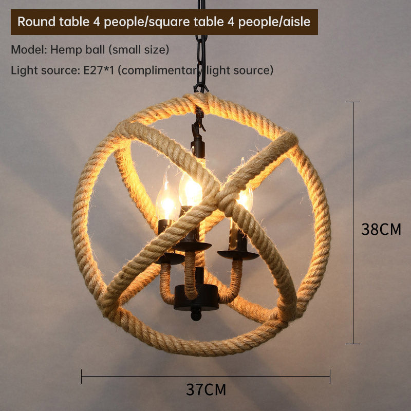 Chandelier, Household, Commercial, Hemp Rope Lamp