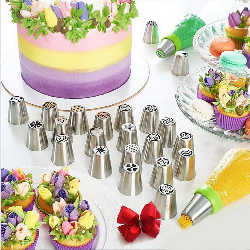 22pcs/Set Russian Tulip Icing Piping Nozzles Stainless Steel Flower