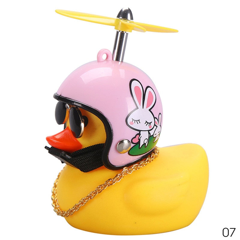 Car Duck with Helmet Broken Wind Small Yellow Duck Road Bike Motor