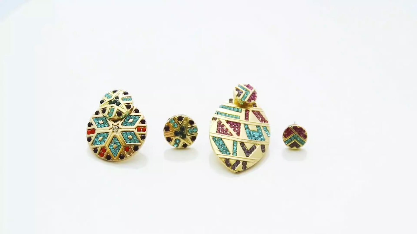 Ethnic style big name asymmetrical round earrings