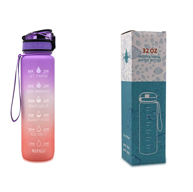 Tritan Water Bottle With Time Marker Bounce Cover Motivational Water Bottle