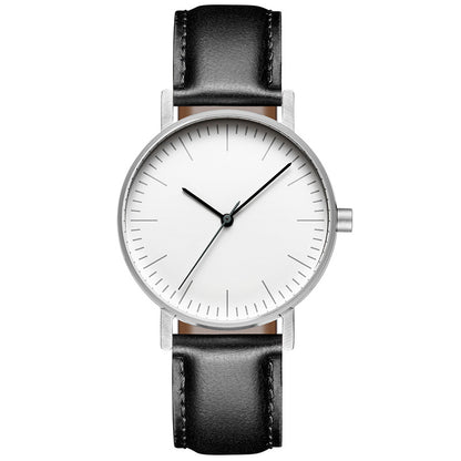 Simple leather wristwatch for men and women