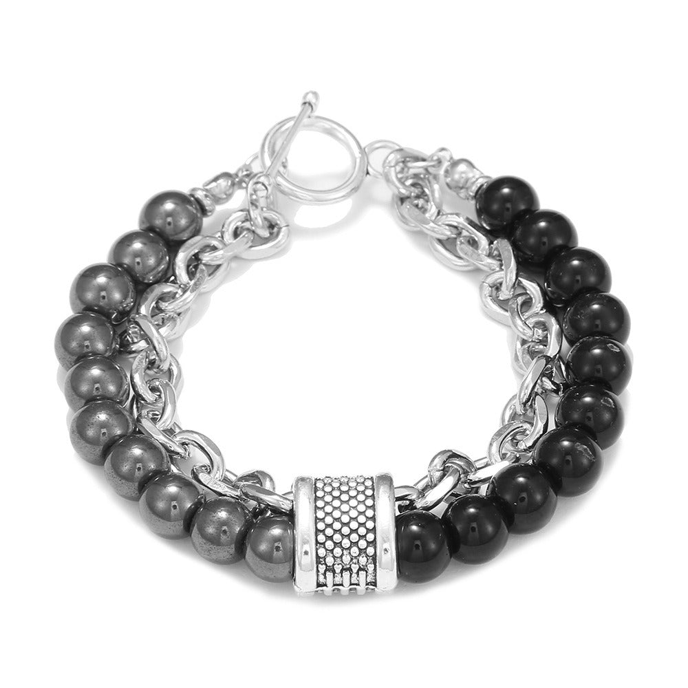 Fashion Punk Style Frosted Stone Chain Combination Geometric Men's Bracelet