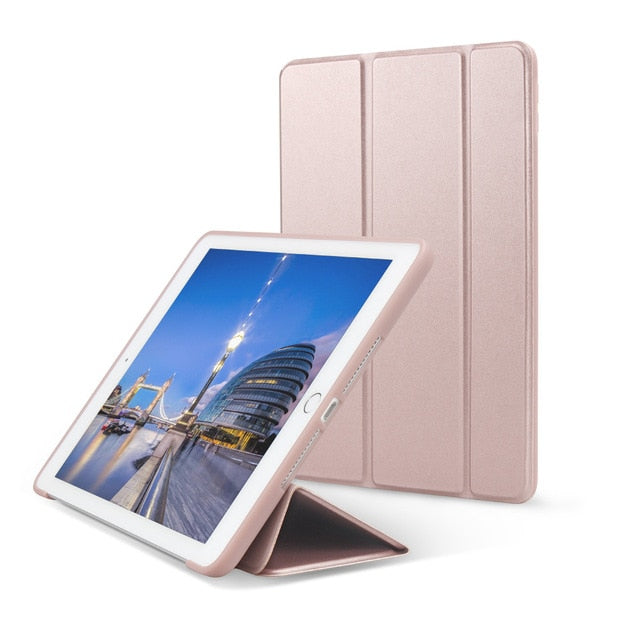 Case for New iPad 9.7 inch 2017 2018 Soft silicone bottom+PU Leather Smart Cover Auto Sleep