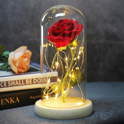 Enchanted Forever Rose Flower in Glass LED Light