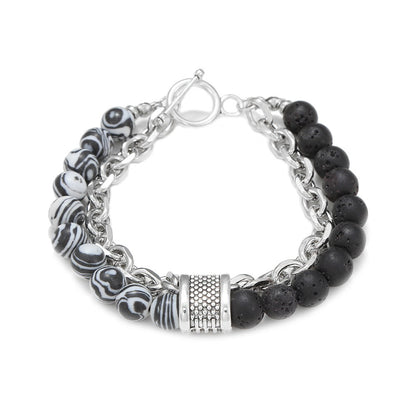 Fashion Punk Style Frosted Stone Chain Combination Geometric Men's Bracelet