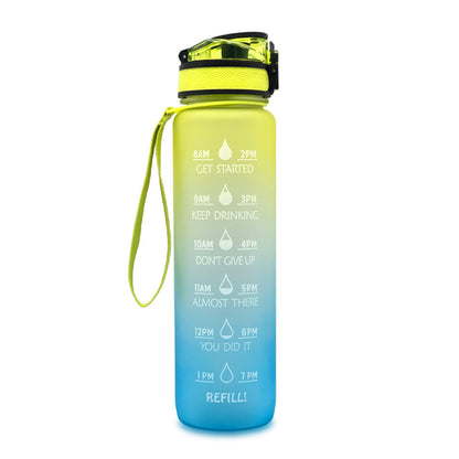 Tritan Water Bottle With Time Marker Bounce Cover Motivational Water Bottle