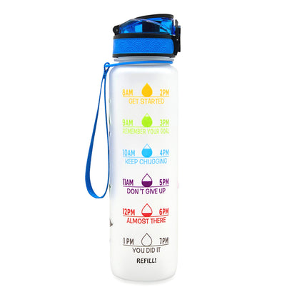 Tritan Water Bottle With Time Marker Bounce Cover Motivational Water Bottle