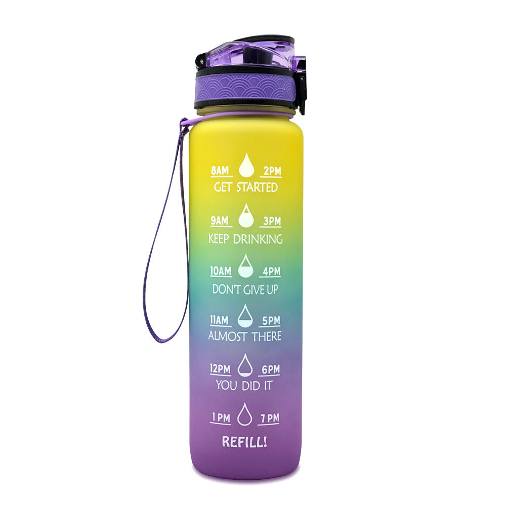 Tritan Water Bottle With Time Marker Bounce Cover Motivational Water Bottle