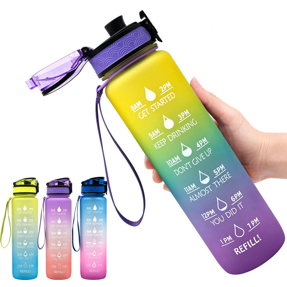 Tritan Water Bottle With Time Marker Bounce Cover Motivational Water Bottle