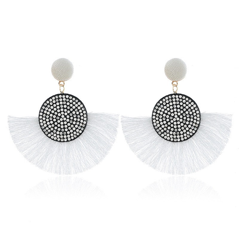 Exaggerated Round Diamond Tassel Earrings