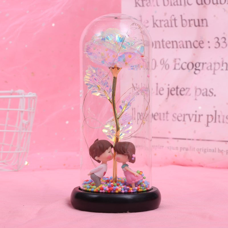 Enchanted Forever Rose Flower in Glass LED Light