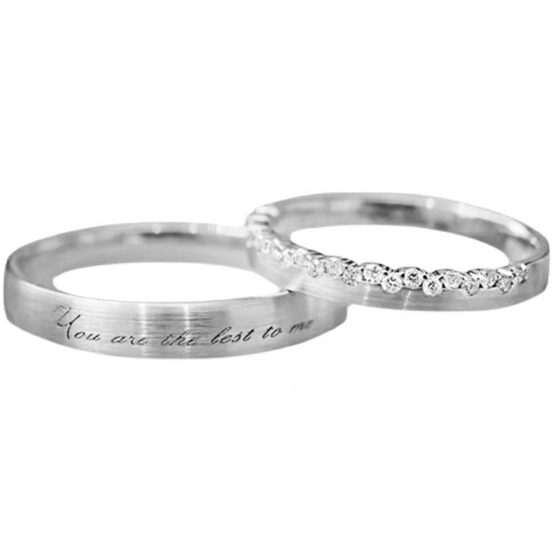 S925 Silver Couple Rings For Men And Women a Pair Of Touch Of Heart Fashion English Letters Ring Opening Adjustable