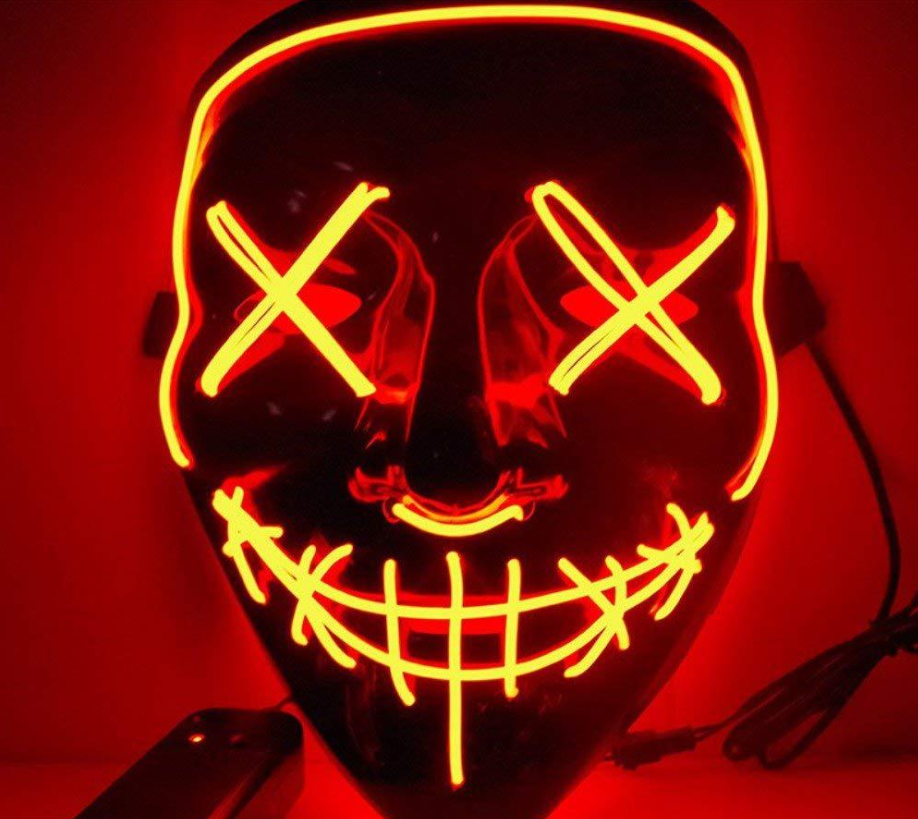 Black V Halloween Horror Glowing Mask