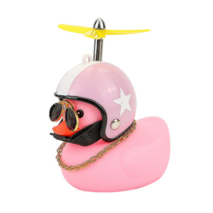 Car Duck with Helmet Broken Wind Small Yellow Duck Road Bike Motor