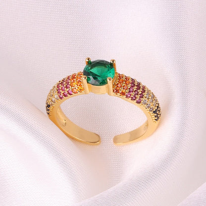 Coloful Rectangular Zircon Prayer Hand Rings