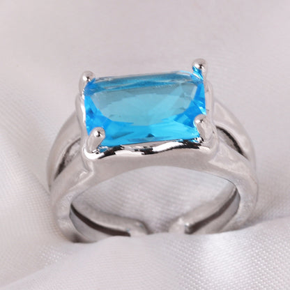 Coloful Rectangular Zircon Prayer Hand Rings