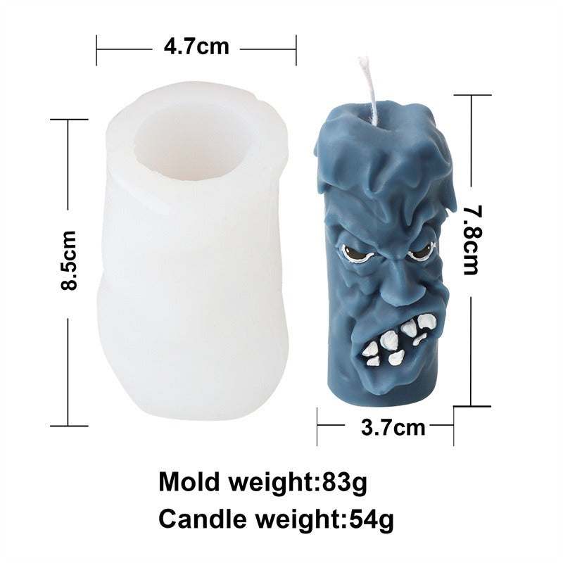 Silicone mold Halloween funny expression candle mold cylindrical happy and angry smiling face aromatherapy plaster model