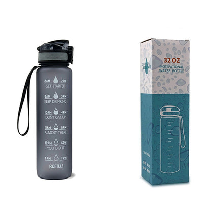 Tritan Water Bottle With Time Marker Bounce Cover Motivational Water Bottle