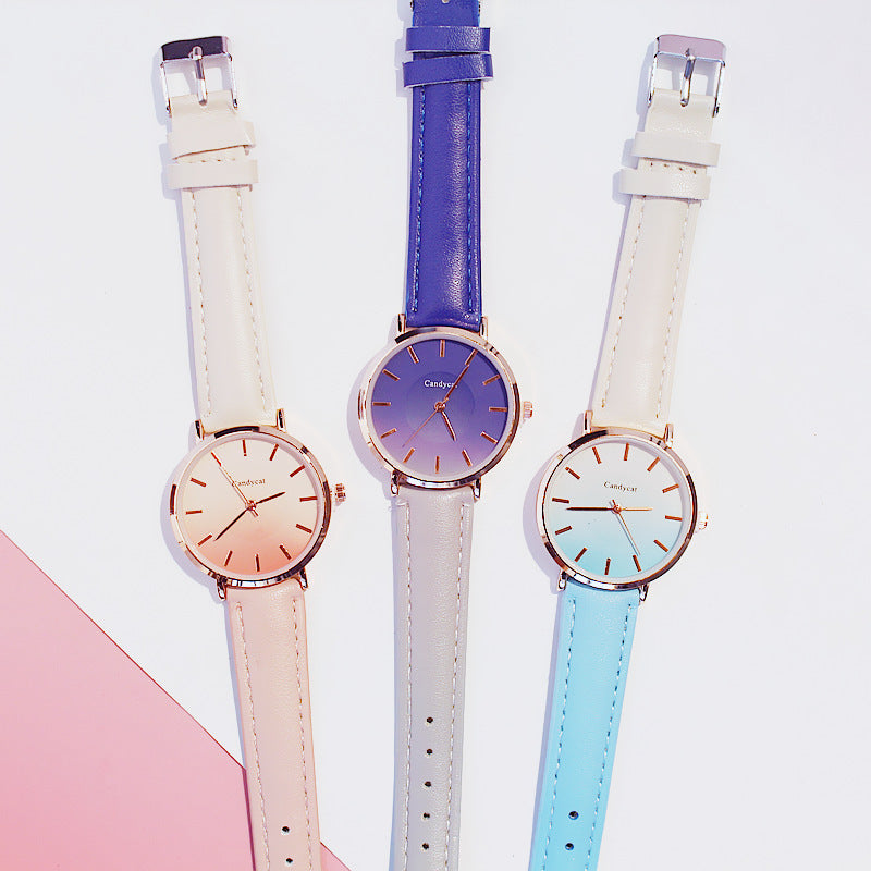 Women's Fashion Gradient Belt Quartz Watch Bracelet Set