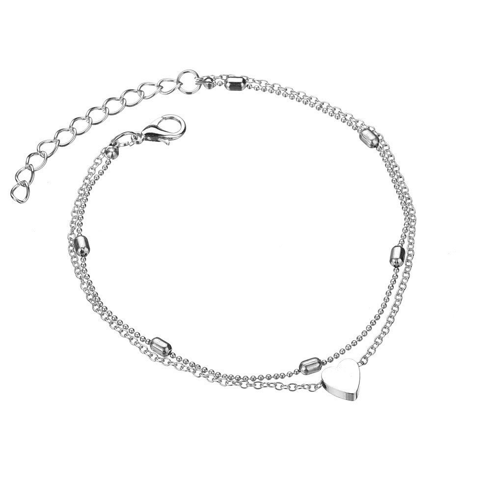 Double layered love beach anklet