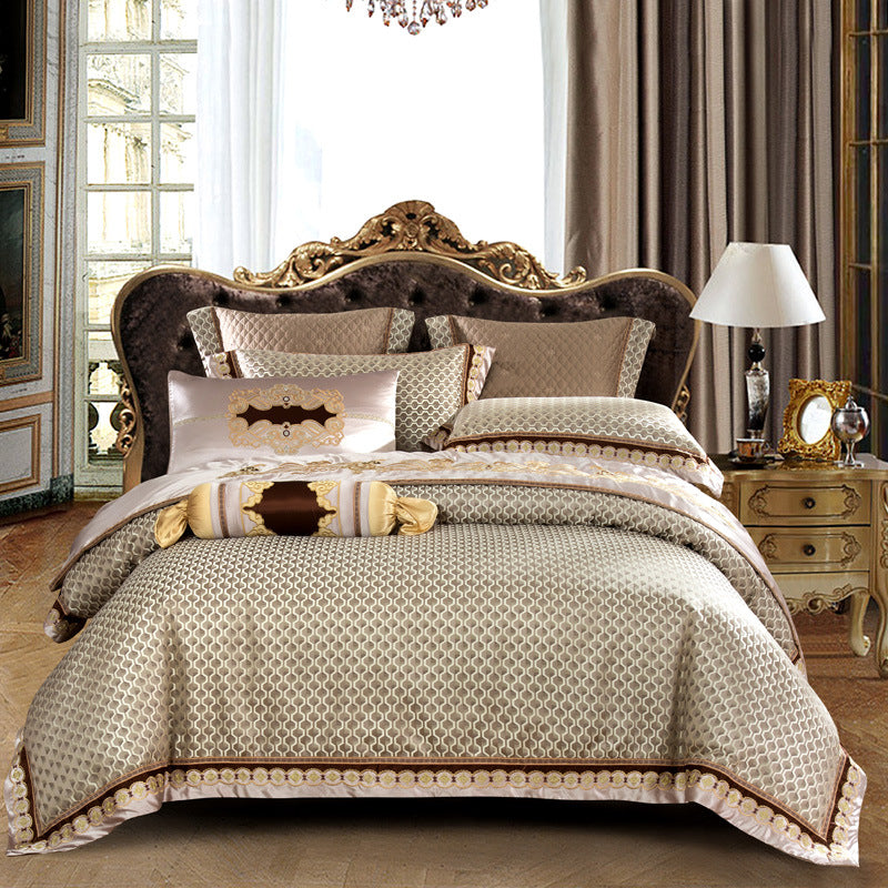 Four-piece embroidered jacquard bed sheet