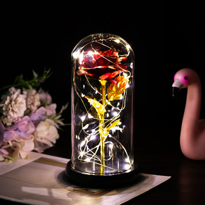 Enchanted Forever Rose Flower in Glass LED Light