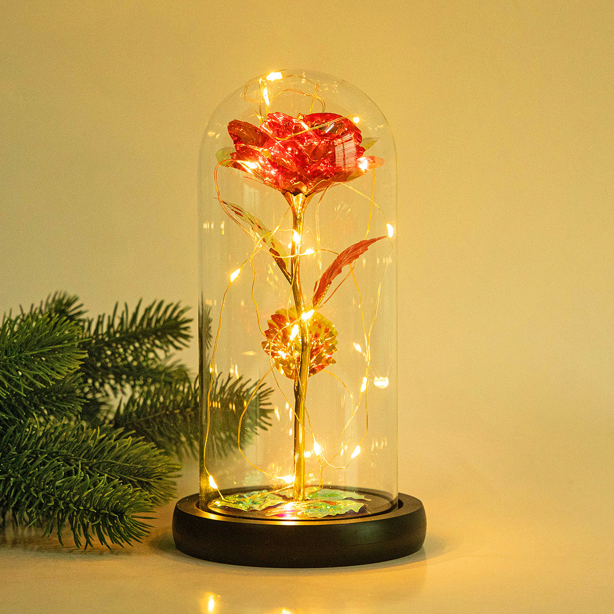 Enchanted Forever Rose Flower in Glass LED Light