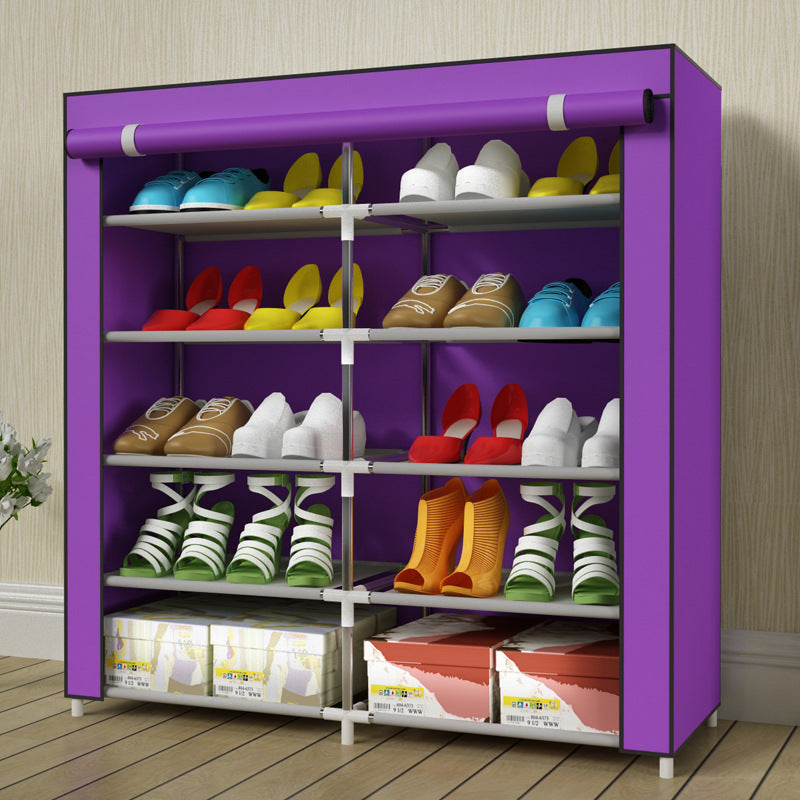 Simple Multi-Storey Home Dormitory Double-Row Cabinets Increase Capacity Economical Dust-Proof Storage Assembly Shoe Rack