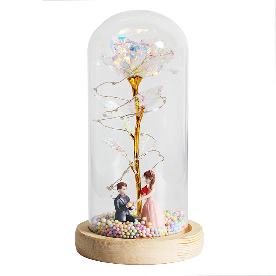 Enchanted Forever Rose Flower in Glass LED Light