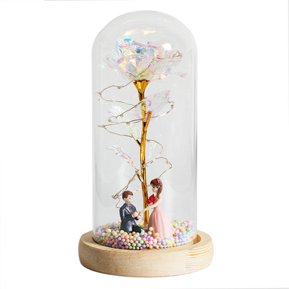 Enchanted Forever Rose Flower in Glass LED Light