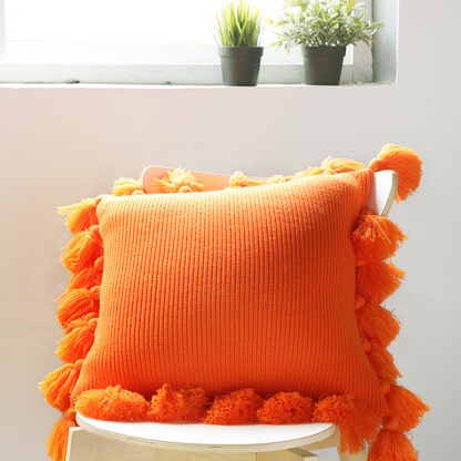 Bohemian Knitted Cushion Cover with Fringe