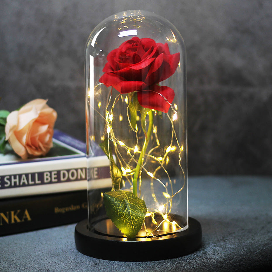 Enchanted Forever Rose Flower in Glass LED Light