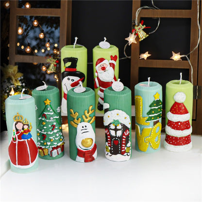 8 Nordic style Christmas Santa Claus pillar candle