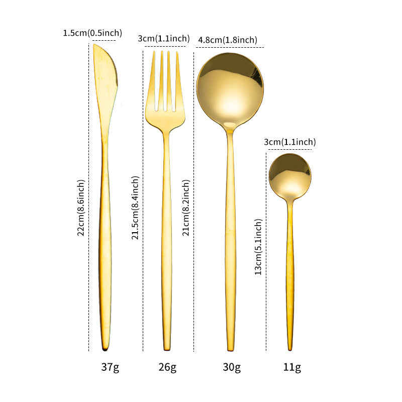 Stainless Steel Tableware 24 Sets Of Forks And Spoons Western Food Portuguese Knife, Fork And Spoon Set Golden Spoon And Fork