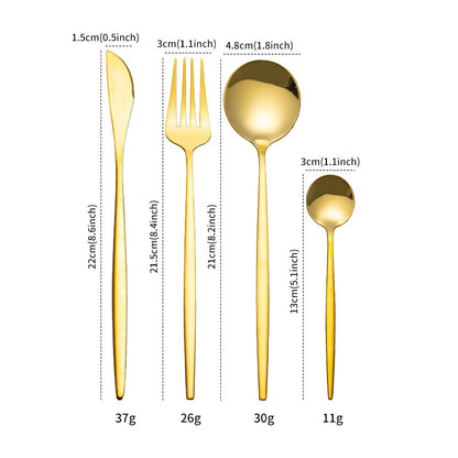 Stainless Steel Tableware 24 Sets Of Forks And Spoons Western Food Portuguese Knife, Fork And Spoon Set Golden Spoon And Fork