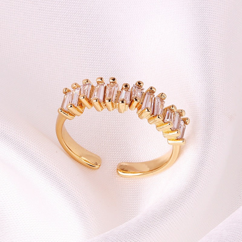 Coloful Rectangular Zircon Prayer Hand Rings