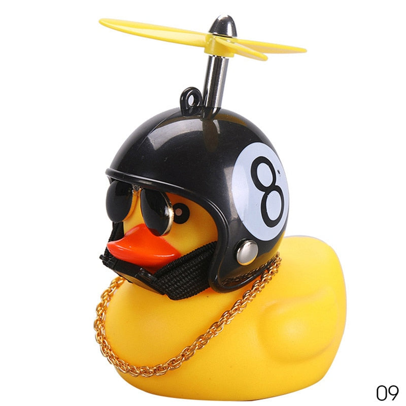 Car Duck with Helmet Broken Wind Small Yellow Duck Road Bike Motor