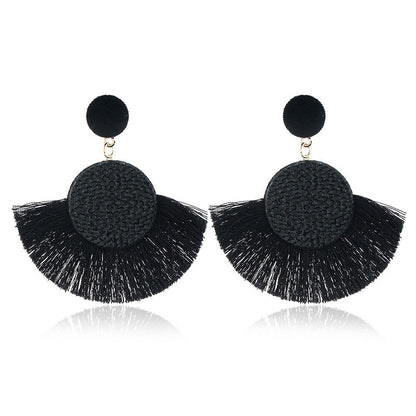 Exaggerated Round Diamond Tassel Earrings