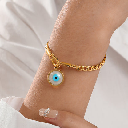 Evil Eye Stainless Steel Statement Bracelet