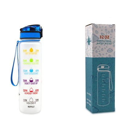 Tritan Water Bottle With Time Marker Bounce Cover Motivational Water Bottle