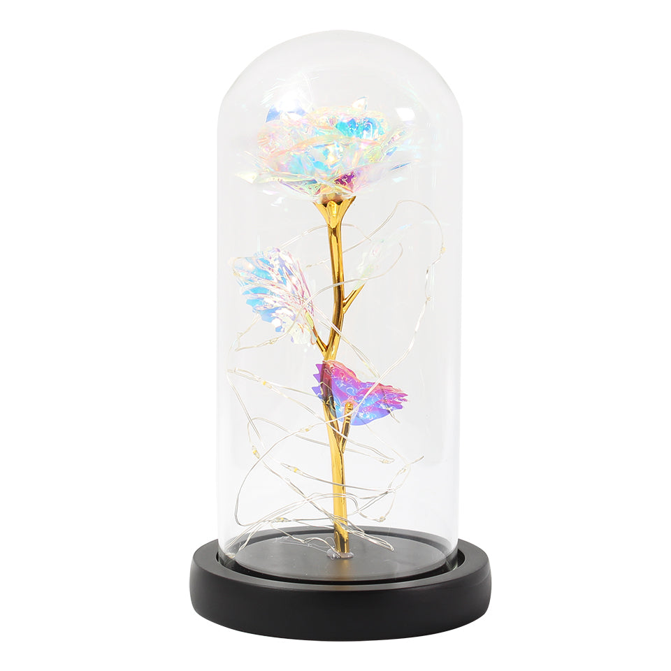 Enchanted Forever Rose Flower in Glass LED Light