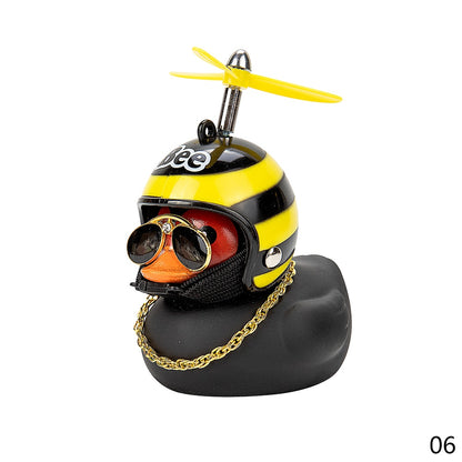 Car Duck with Helmet Broken Wind Small Yellow Duck Road Bike Motor