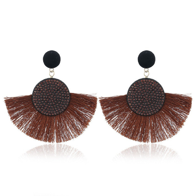 Exaggerated Round Diamond Tassel Earrings