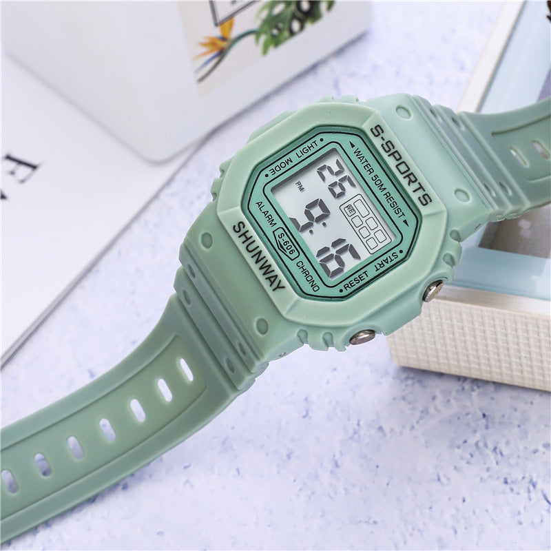 Waterproof Luminous Small Square Student Electronic Watch