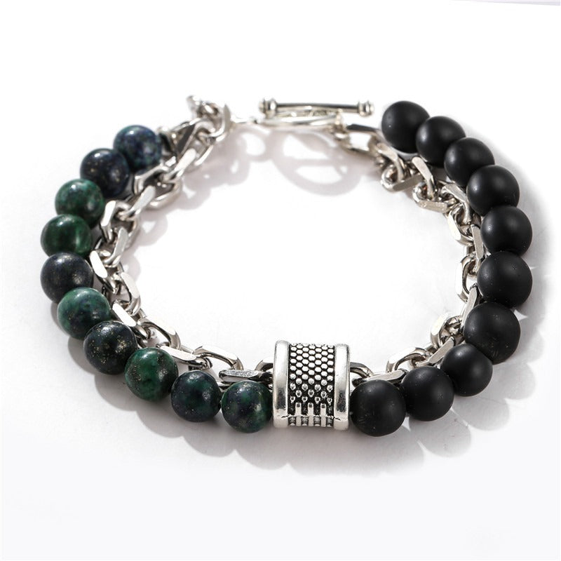 Fashion Punk Style Frosted Stone Chain Combination Geometric Men's Bracelet