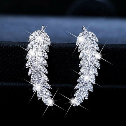 Huitan Luxury Leaf Shape Women Earrings