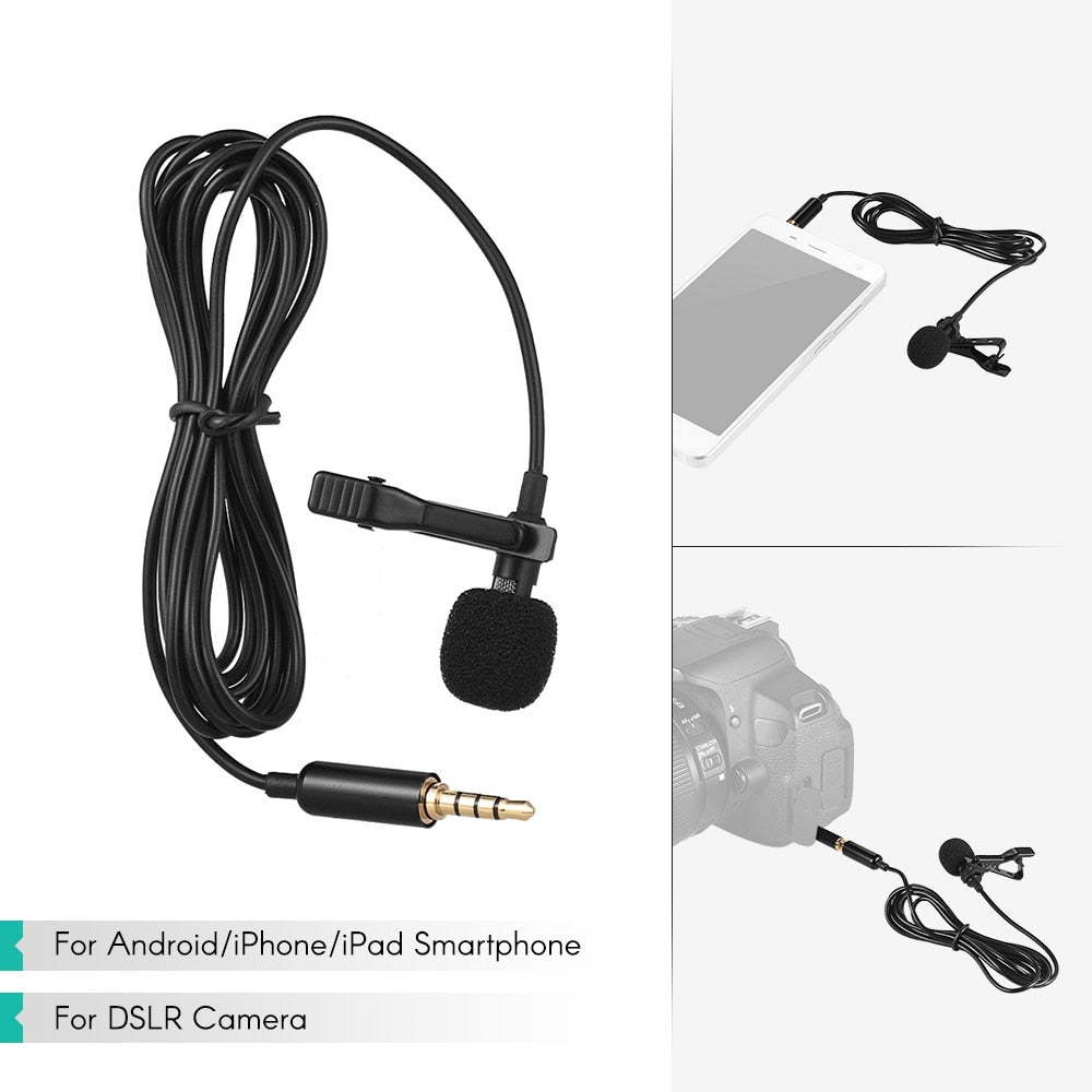 Andoer EY-510A Mini Portable Clip-on Lapel Lavalier Condenser Mic Wired Microphone